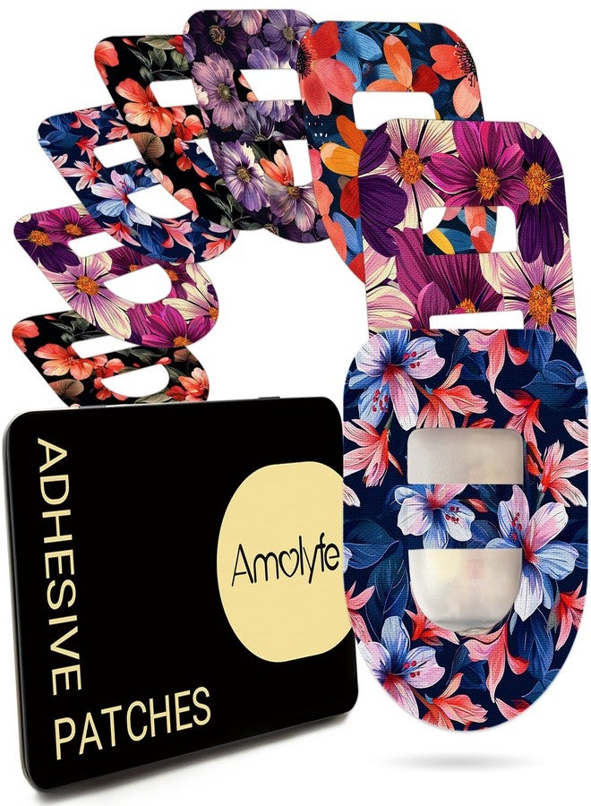 Amolyfe Omnipod 5 Adhesive Patches Waterproof, 20 Pack Amolyfe Omnipod Overpatches with Stretchable Strap, Breathable, Long-Lasting Medical Adhesive, Premium Hinged Tin (B.Flower) - Image 1